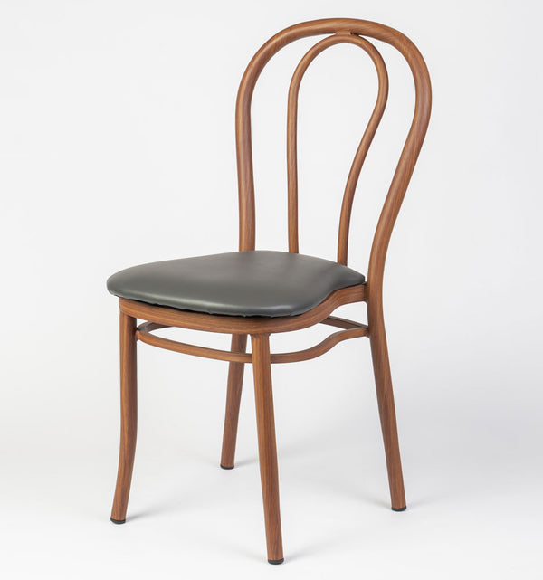 Aluminium Bentwood Stackable Bistro Chair - Golden Walnut Frame
