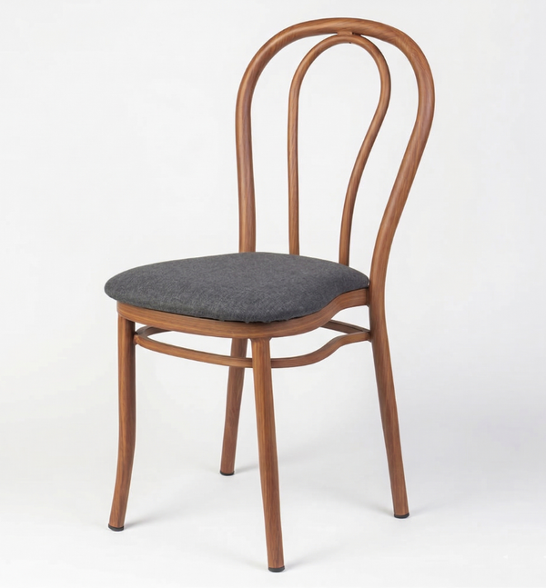 Aluminium Bentwood Stackable Bistro Chair - Golden Walnut Frame