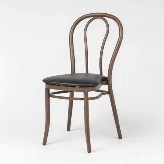 Aluminium Bentwood Stackable Bistro Chair - Montana Walnut Frame
