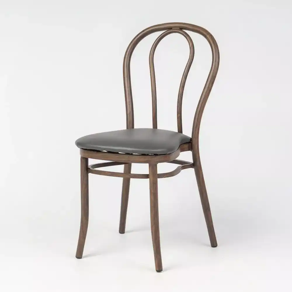 Aluminium Bentwood Stackable Bistro Chair - Montana Walnut Frame
