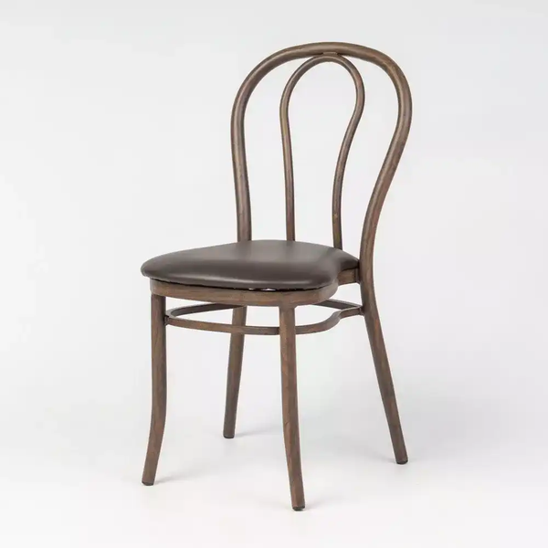 Aluminium Bentwood Stackable Bistro Chair - Montana Walnut Frame
