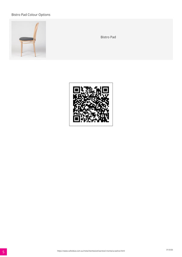 Aluminium Bentwood Stackable Bar Stool - Montana Walnut