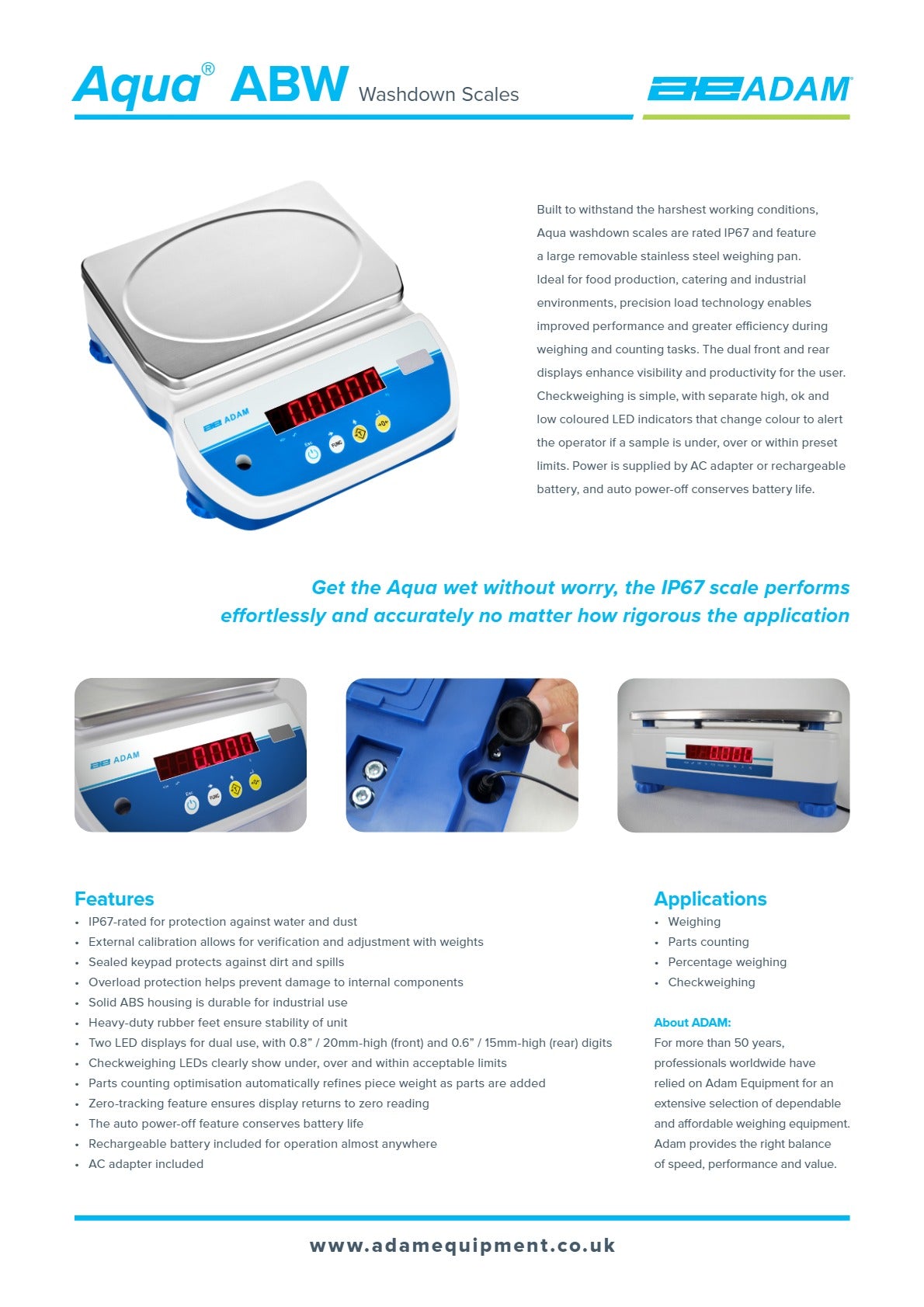 Adam Equipment Aqua ABW 8 - Washdown Scales
