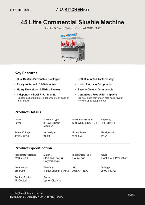 Aus Kitchen Pro AUSKP15LX3 - 45L Slushie Machine