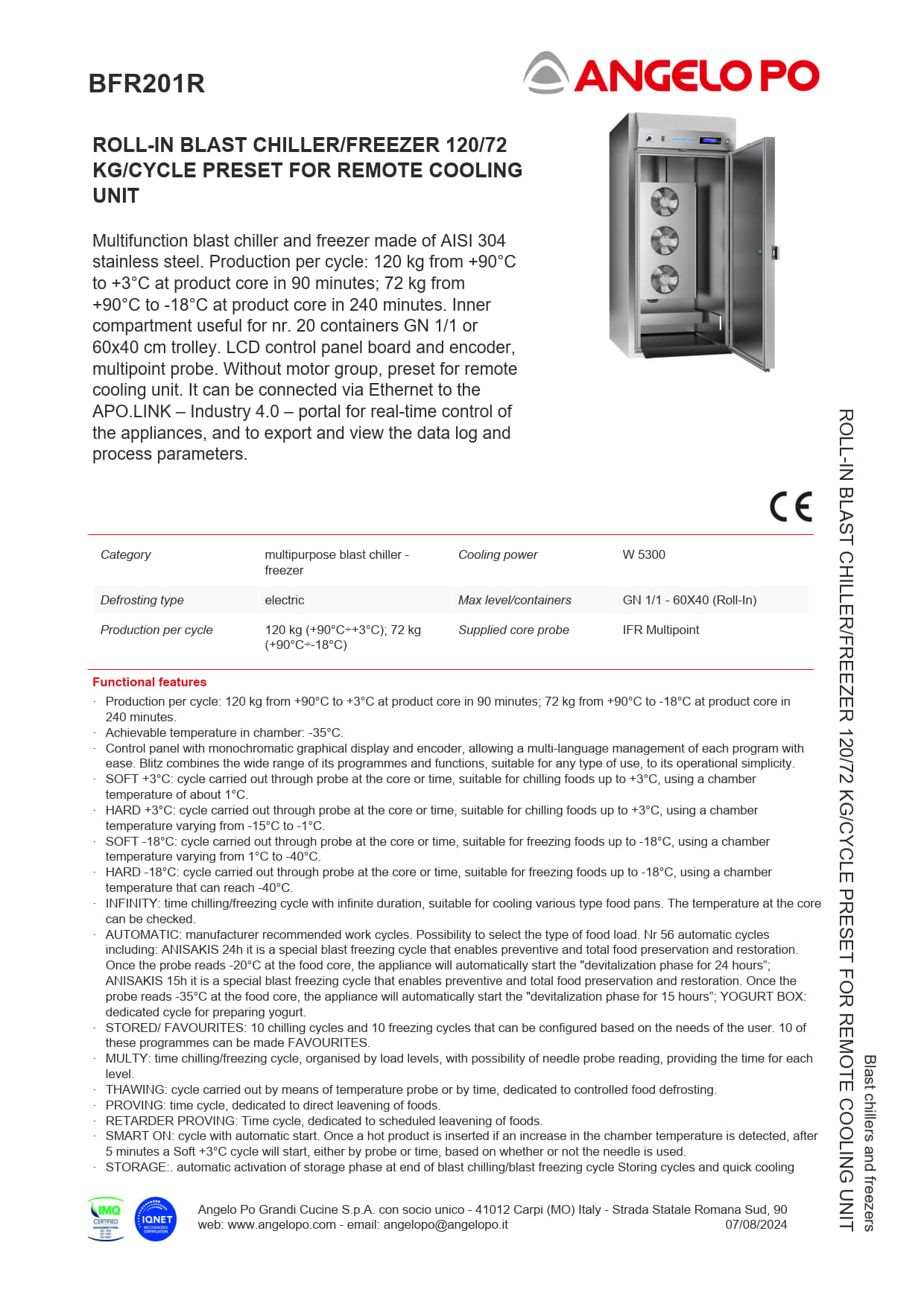 Angelo Po Blitz BFR201R - Roll-In Blast Chiller/Freezer