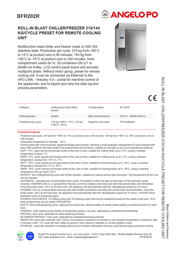 Angelo Po BFR202R - Roll-In Blast Chiller/Freezer