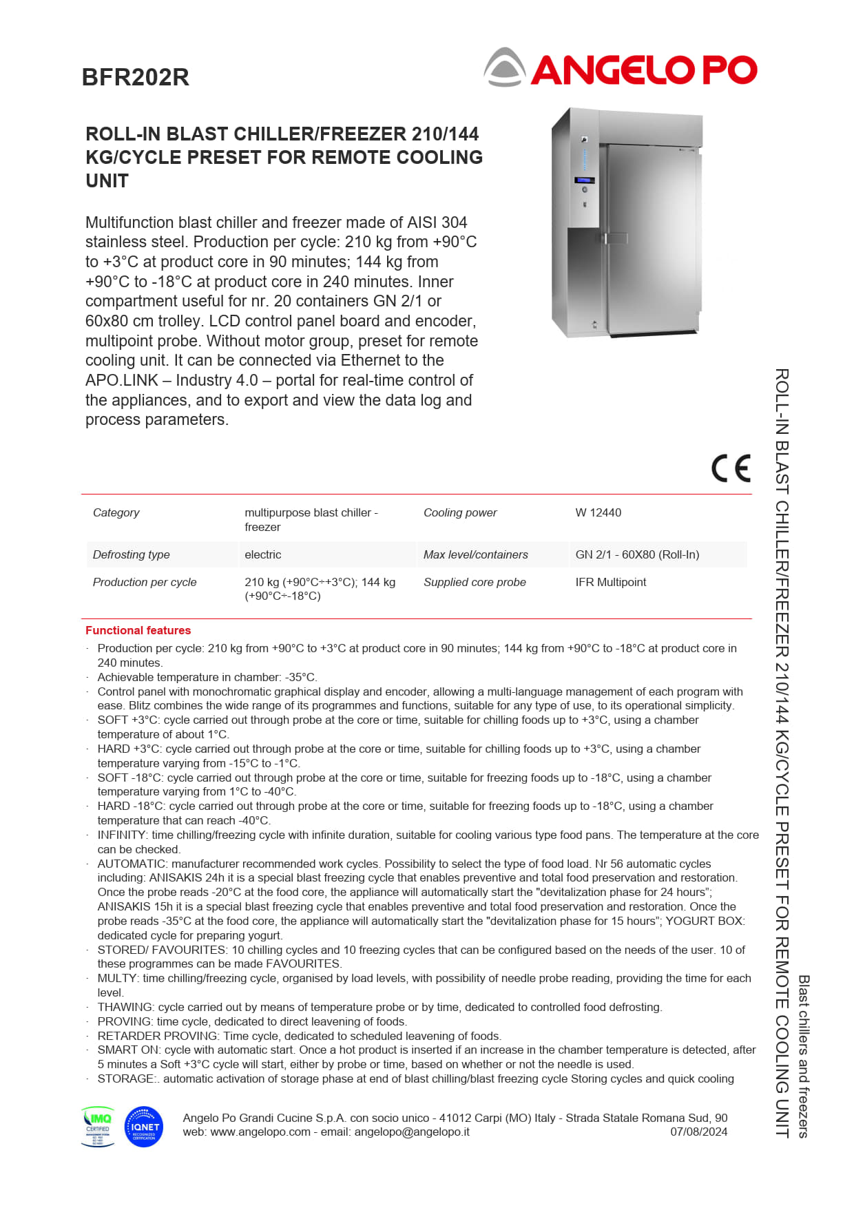 Angelo Po BFP202R - Pass Through Blast Chiller/Freezer