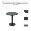 Black Aluminium Edge HPL Laminate Tabletop in Smokestone Complete Table with Round 450 Moss Green Table Base