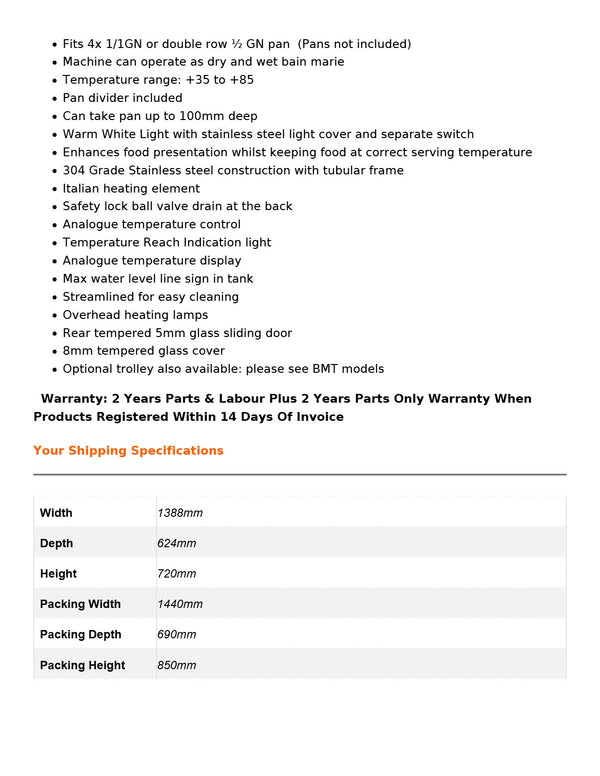 Bonvue BM14TC - Countertop Wet & Dry Bain Marie