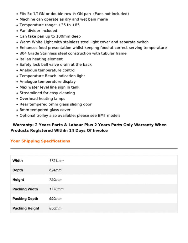 Bonvue BM17SC - Countertop Wet & Dry Bain Marie
