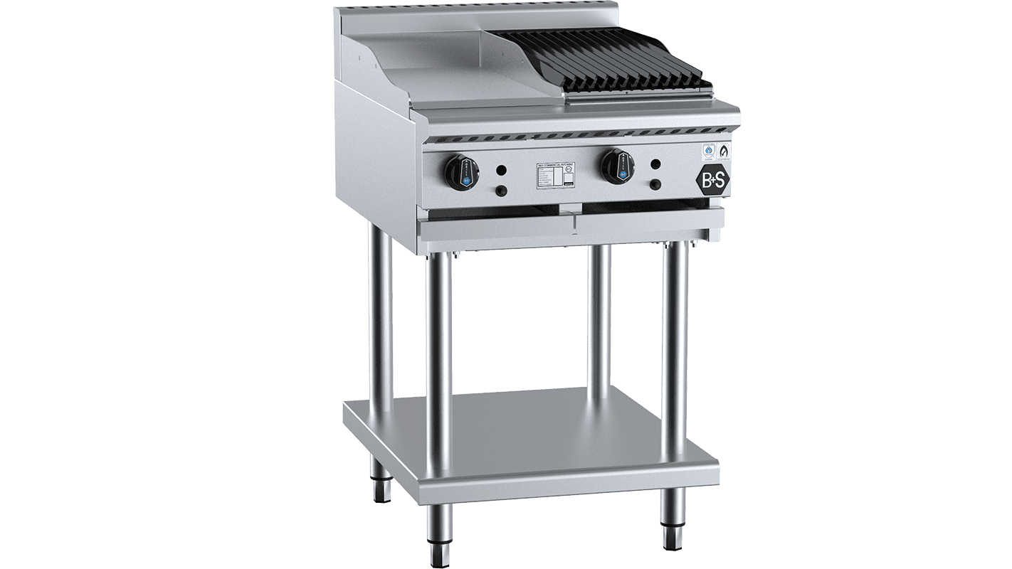 B+S Black BT-GRP3-CBR3 Combination Griddle Char Grill SilverChef