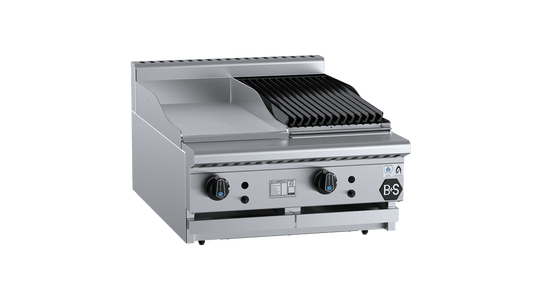 B+S Black BT-GRP3-CBR3BM - Combination Griddle & Char Grill