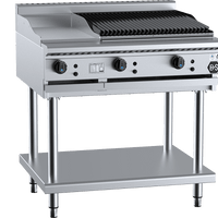 B+S Black BT-GRP3-CBR6 - Combination Griddle & Char Grill