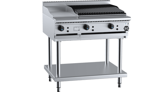 B+S Black BT-GRP3-CBR6 - Combination Griddle & Char Grill