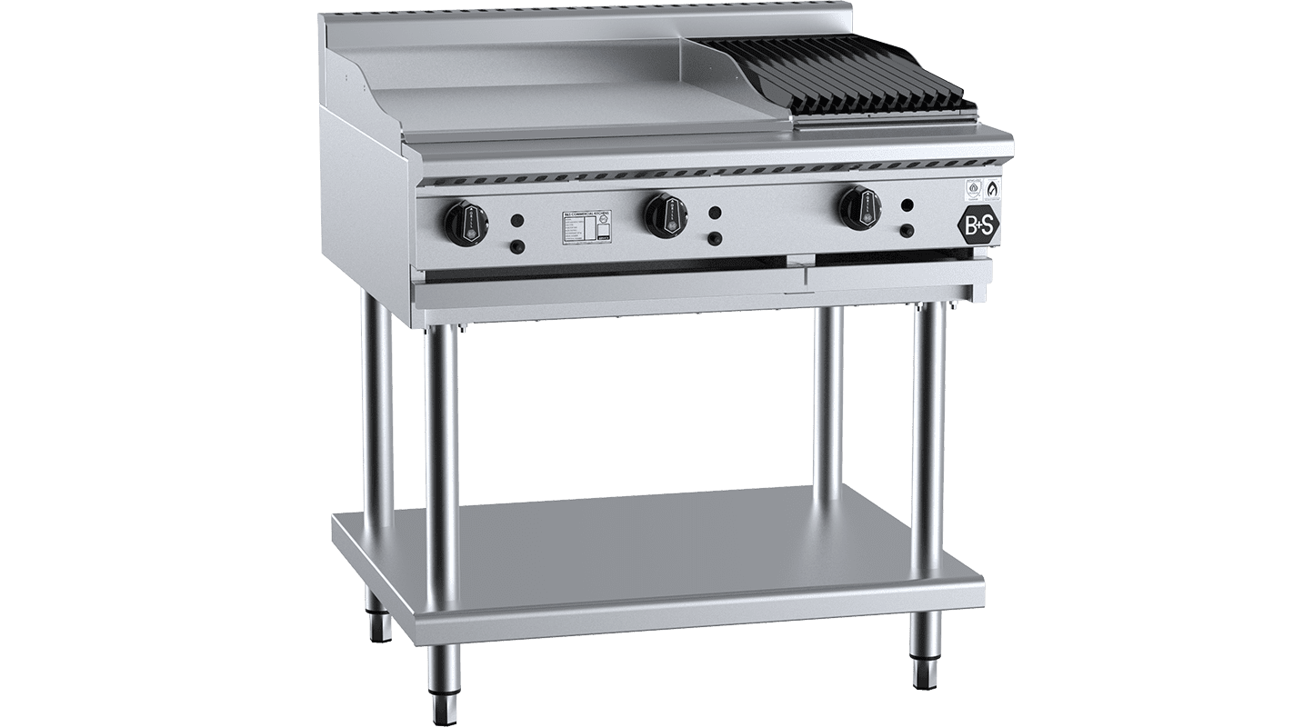 B+S Black BT-GRP6-CBR3 - Combination Griddle & Char Grill