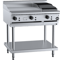B+S Black BT-GRP6-CBR3 - Combination Griddle & Char Grill