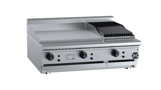 B+S Black BT-GRP6-CBR3BM - Combination Griddle & Char Grill