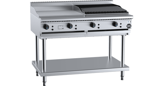 B+S Black BT-GRP6-CBR6 - Combination Griddle & Char Grill