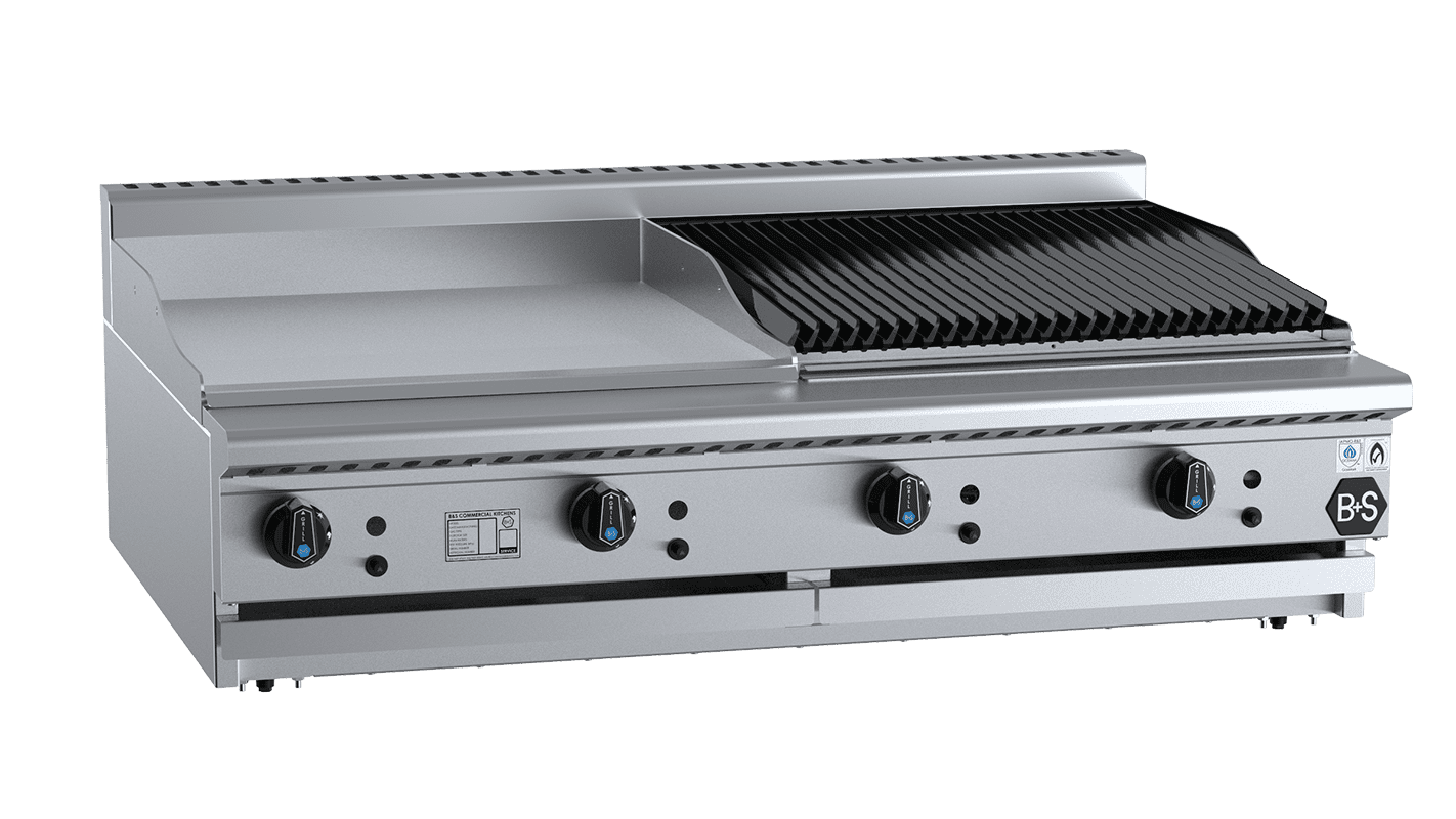B+S Black BT-GRP6-CBR6BM - Combination Griddle & Char Grill