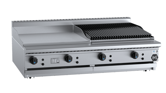 B+S Black BT-GRP6-CBR6BM - Combination Griddle & Char Grill
