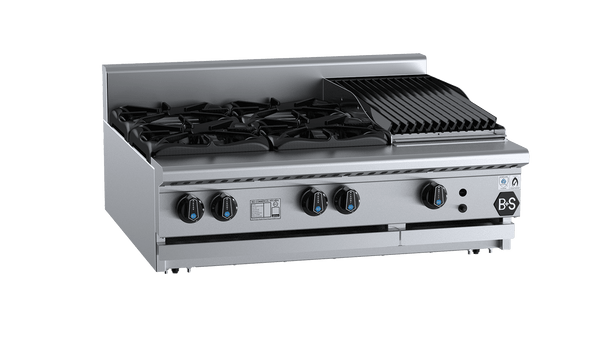 B+S Black BT-SB4-CBR3BM - Combination Cook Top & Char Grill