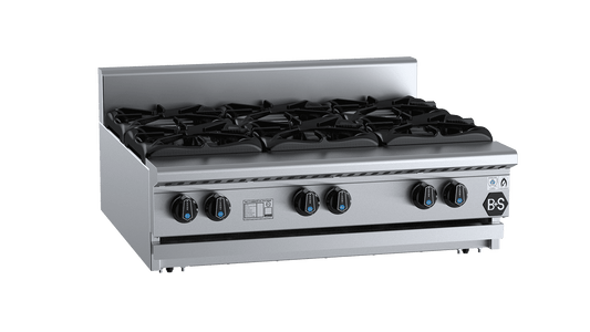 B+S Black BT-SB6BM - Bench Mounted Six Burner Boiling Top