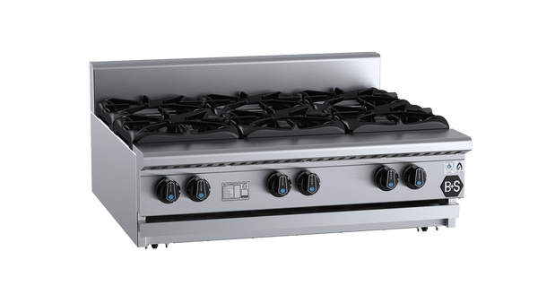 B+S Black BT-SB6BM - Bench Mounted Six Burner Boiling Top