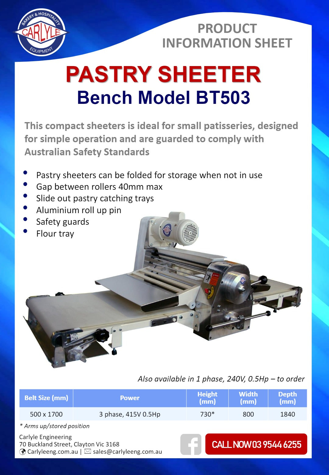 Thumbnail - Carlyle BT503 - Pastry Sheeter