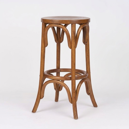 Bentwood Timber Round Bar Stool without Backrest