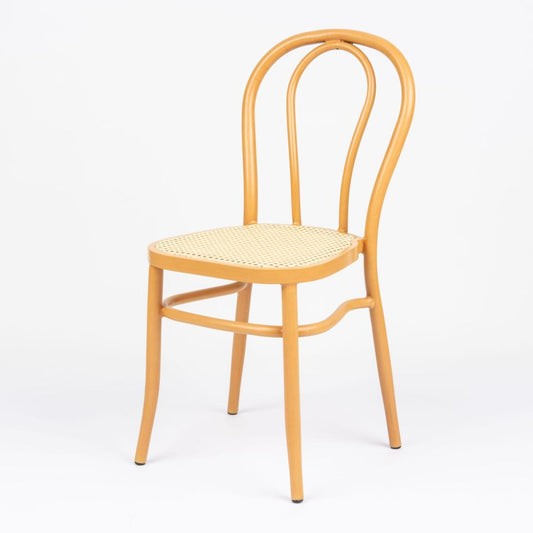 Bistro Aluminium Side Chair with Natural Rattan Seat
