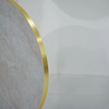 Gold Aluminium Edge HPL Laminate Tabletop in Blue Mist Quartz Complete Table with White Cavallo 450 Table Base