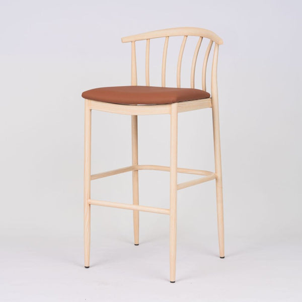 Bosca Steel Upholstered Bar Stool - Natural