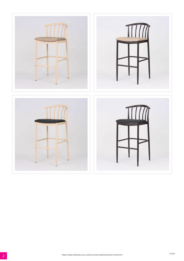 Bosca Steel Upholstered Bar Stool - Natural