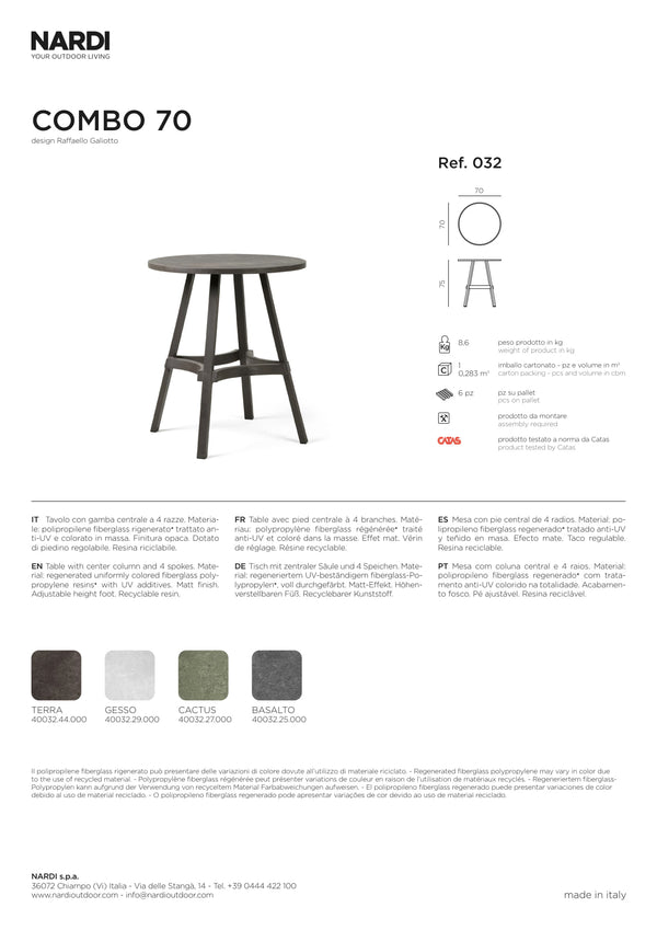 Nardi Combo 70 Outdoor Resin Round Table