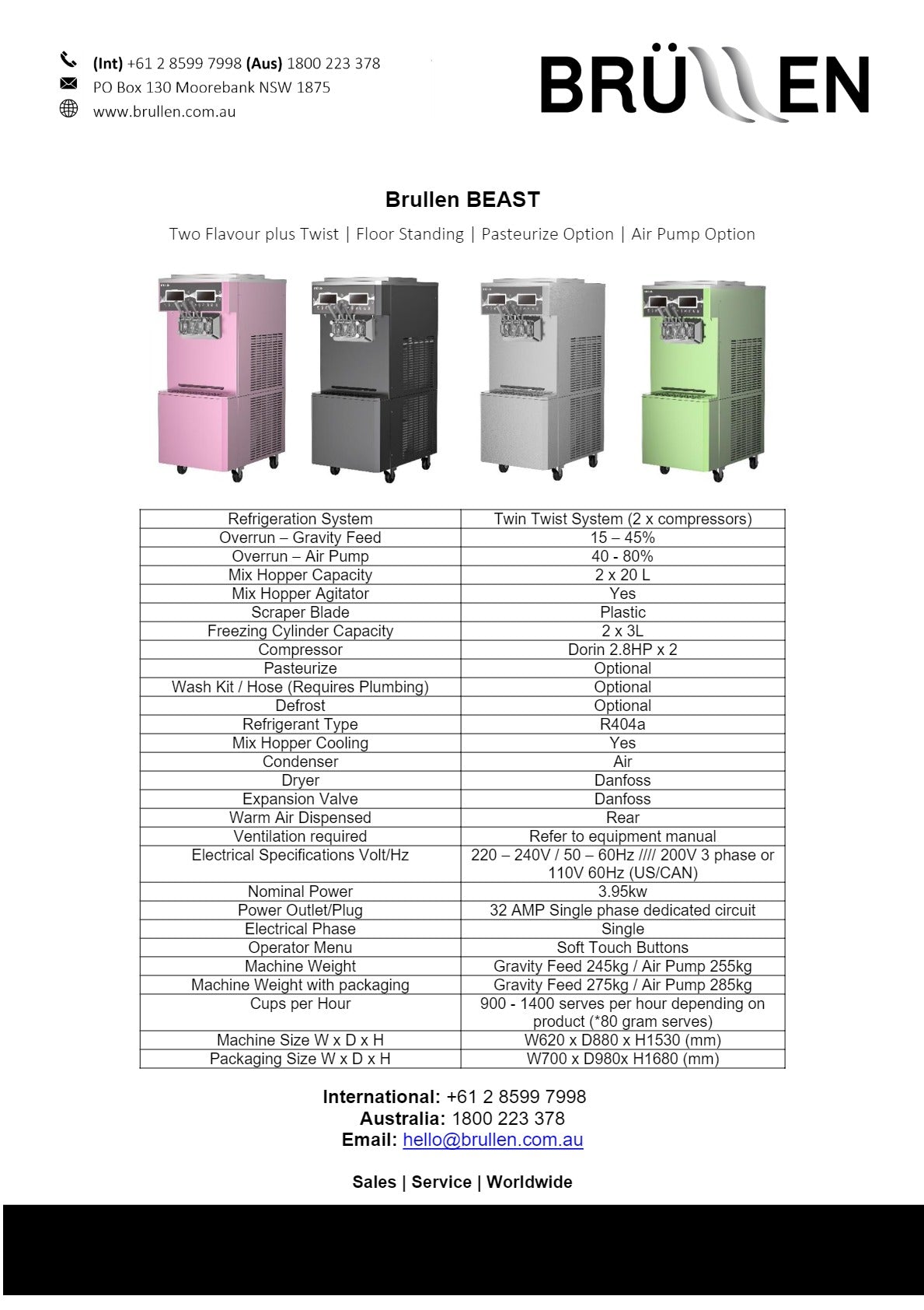 Brullen Beast - Floor Standing Soft Serve Ice Cream Machine