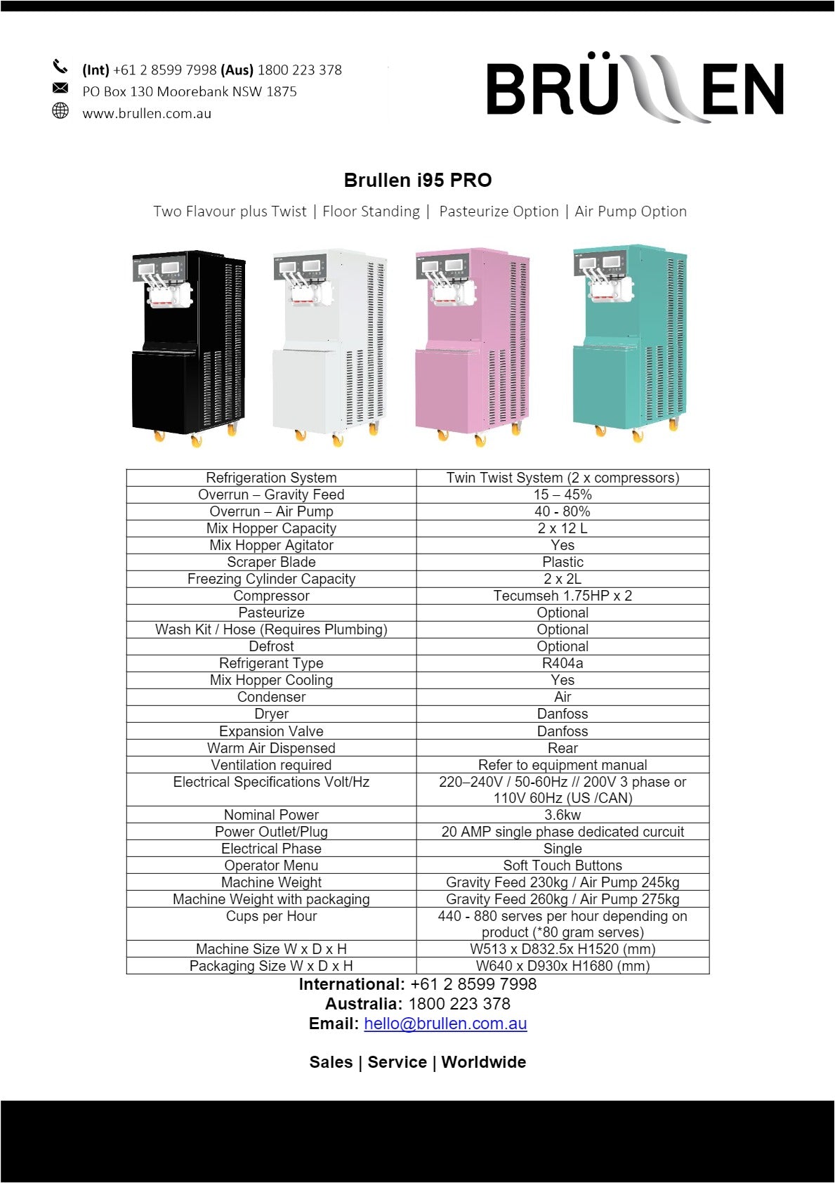 Brullen i95 Pro - Floor Standing Soft Serve Ice Cream Machine