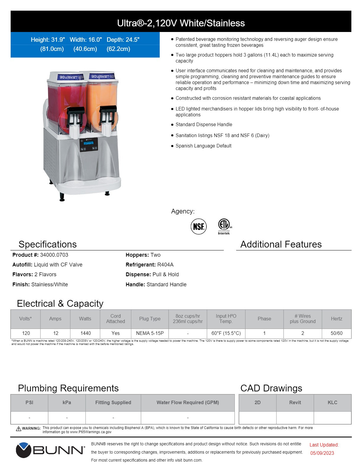 BUNN ULTRA 2 White - Slushie Machine