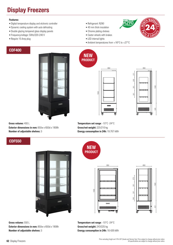 Exquisite CDF400 - Upright Display Freezer