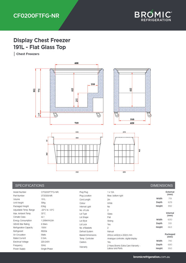 Bromic CF0200FTFG-NR - Chest Freezer