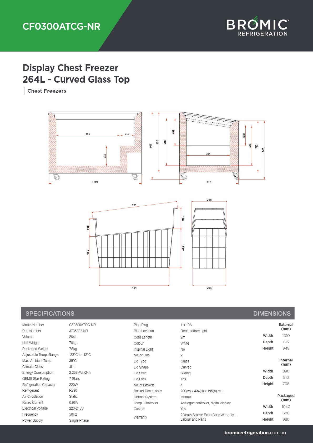 Bromic CF0300ATCG-NR - Chest Freezer