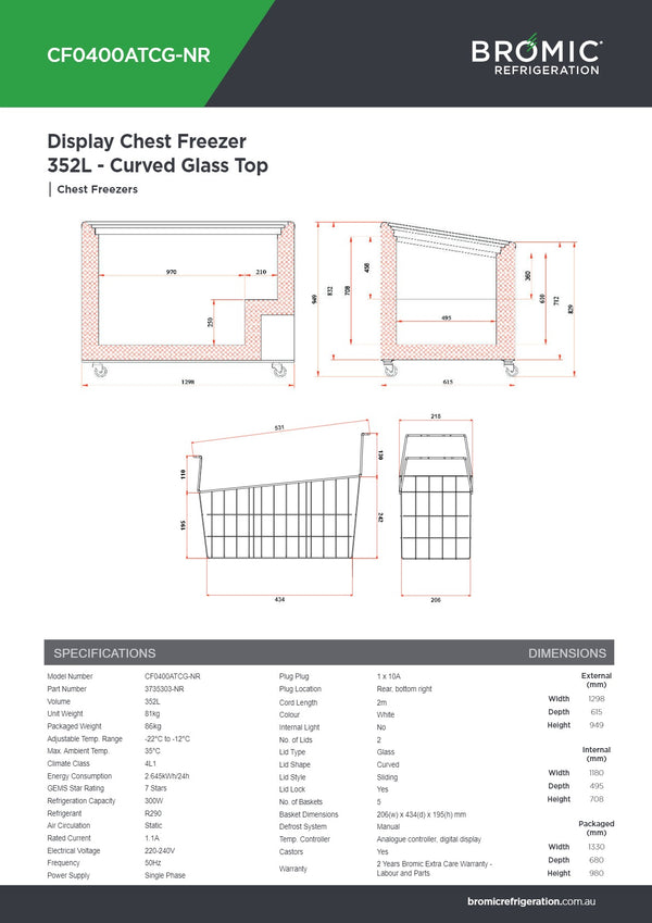 Bromic CF0400ATCG-NR - Chest Freezer