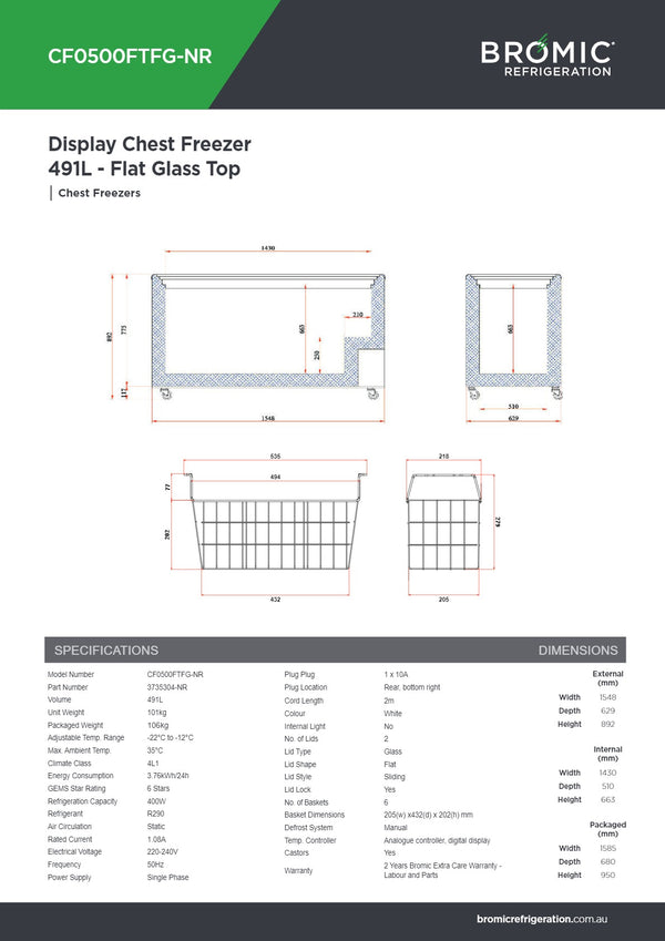 Bromic CF0500FTFG-NR - Chest Freezer