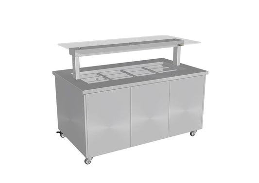 Culinaire CH.IBSS.BMC.U.GSF.8 - Heated Mobile Island Buffet With Flat Glass Gantry