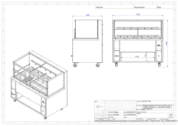 Scheer Proline Chicken Machine - 1800mm Charcoal Rotisserie