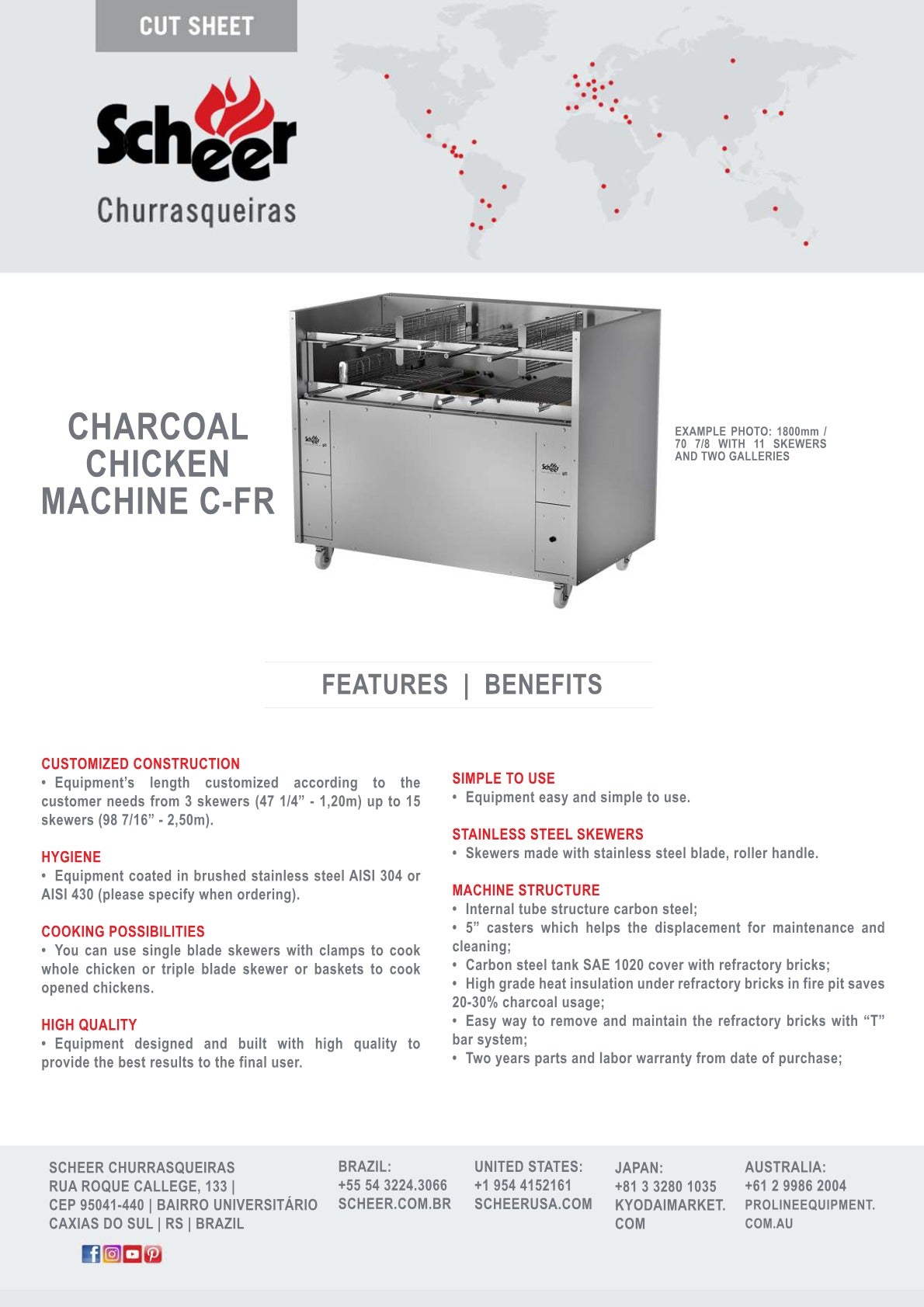 Scheer Proline Chicken Machine - 1800mm Charcoal Rotisserie