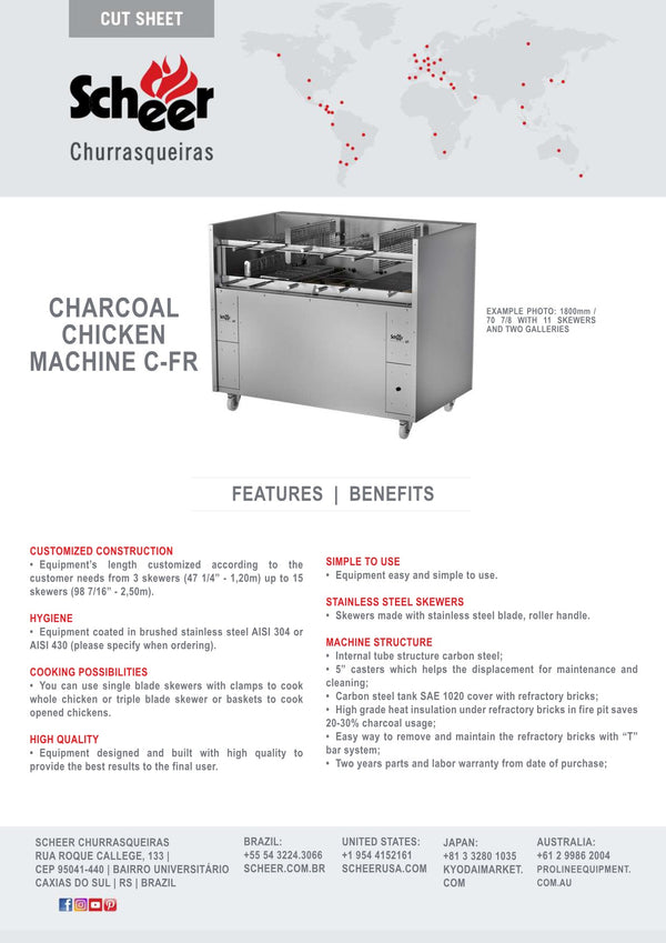 Scheer Proline Chicken Machine - 1800mm Charcoal Rotisserie