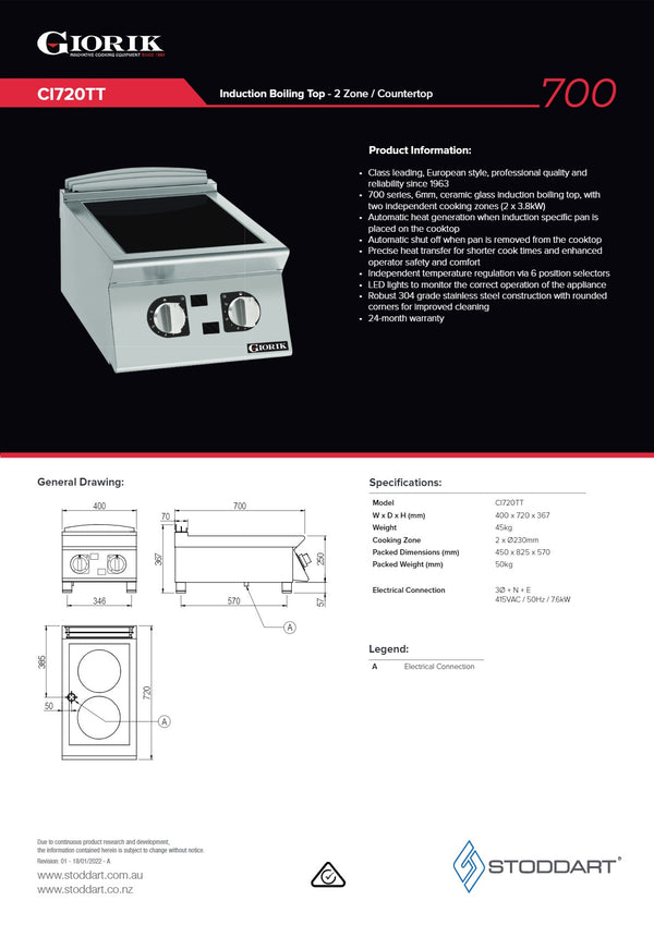 Giorik CI720TT - Induction Cook Top