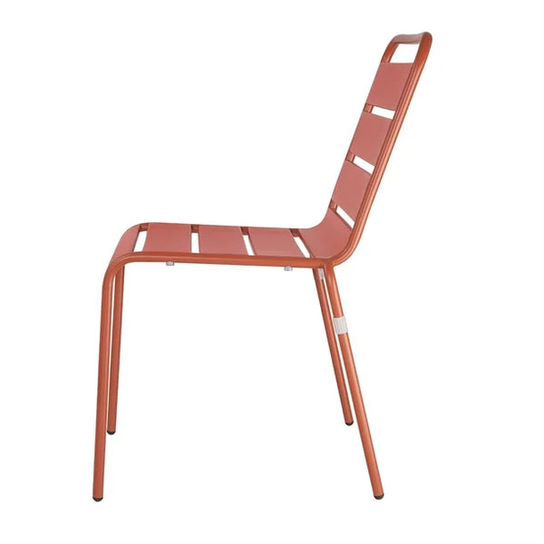 Bolero CK063 - Four Terracotta Slatted Steel Side Chairs