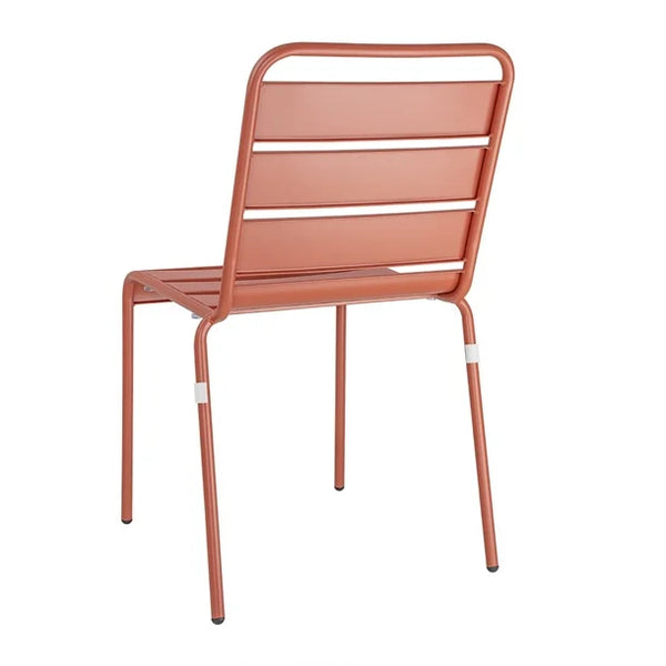 Bolero CK063 - Four Terracotta Slatted Steel Side Chairs