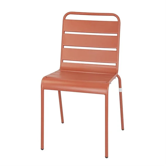 Bolero CK063 - Four Terracotta Slatted Steel Side Chairs